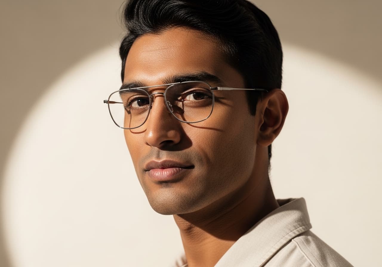 Person wearing eyeglasses in natural light